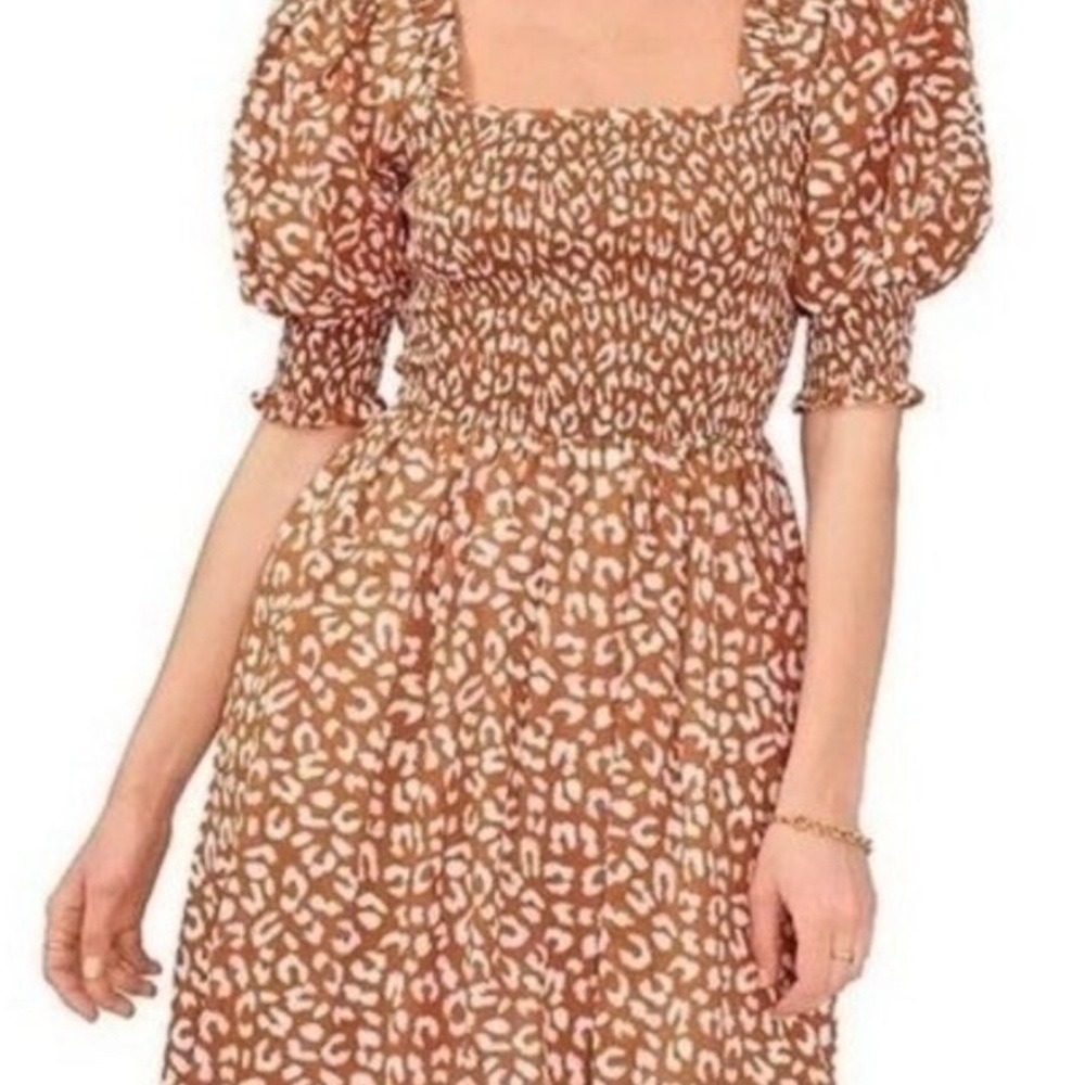Brown and White Leopard Print Dress